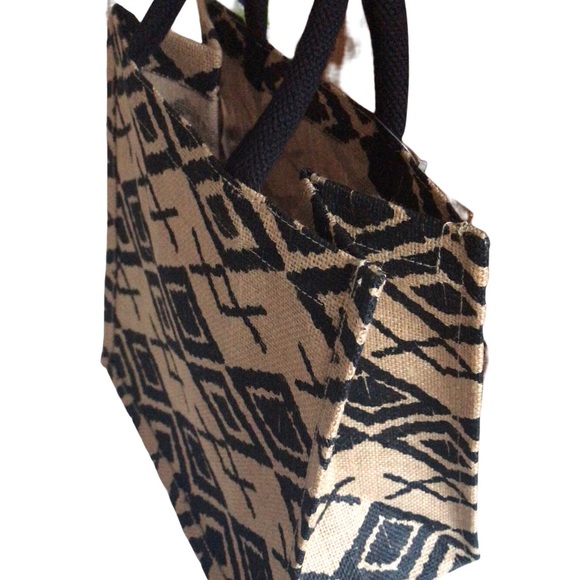 Sold Out 4/$12 Sale Burlap Tote Bag Reusable Made In India New With Tag - Picture 2 of 5